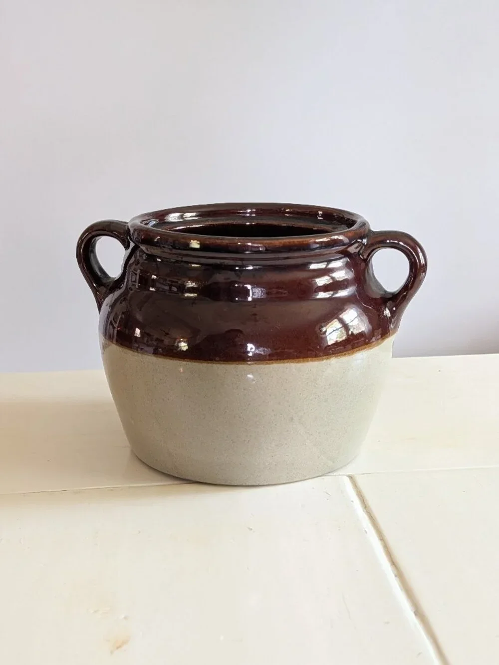 Antique Monmouth USA Stoneware Bean Pot Crock Maple Leaf 1930s 6